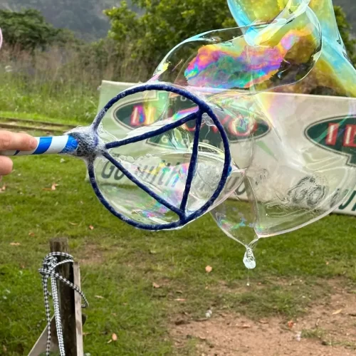 Bubbles from our lollipop wand