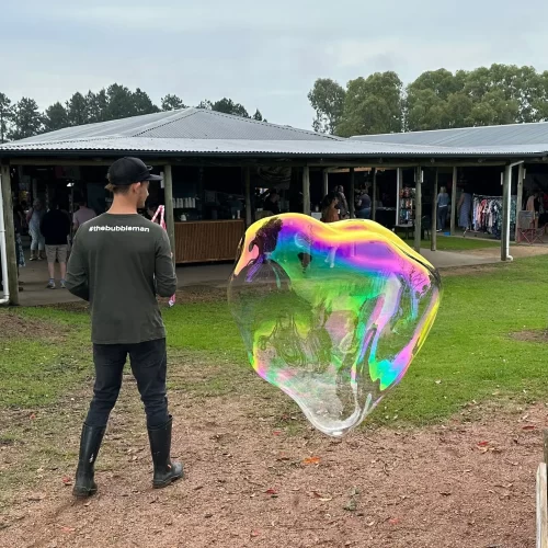 Walking with a bubble almost as big as a person